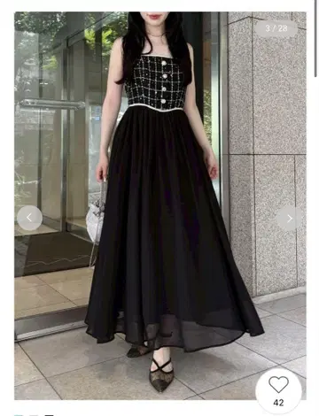 릴리 브라운 트위드 콤비 홀터넥 원피스