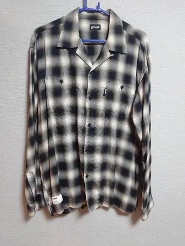 Schott 체크 무늬 긴팔 셔츠 L