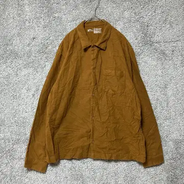 무인양품 MUJI L 코튼 캐주얼 셔츠 가슴 포켓 카멜 긴팔