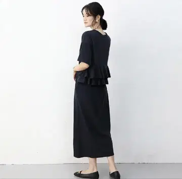 전후 2way 원피스 T셔츠 원피스 롱 원피스 포켓 부착 A라인