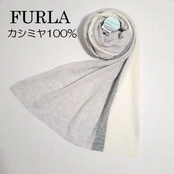 FURLA(훌라) 워셔블 캐시미어 100% 스톨 머플러 그레이 x 화이트