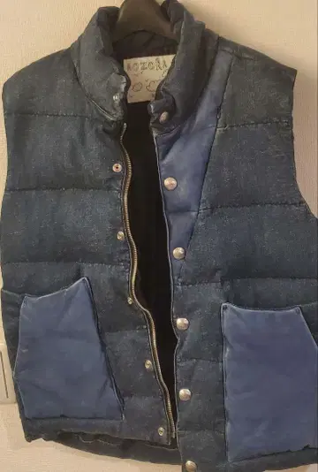 AOZORA 데님 다운 베스트 사이즈 4 아오조라 고슬로우 캐러밴