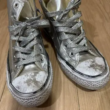 컨버스 실버 하이컷 스니커즈