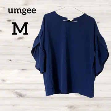 umgee [ M ] 네이비 오부 소매 셔츠 프릴 슬리브