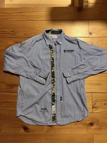 AAPE 스트라이프 카모플라주 긴팔 셔츠 L