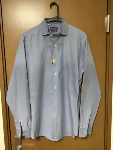 랄프 로렌 퍼플 라벨 파랑 체크 셔츠