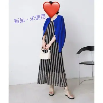 새상품 택 포함 Bou Jeloud 메쉬 스트라이프 원피스 블랙