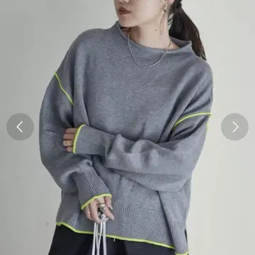 CIAOPANIC TYPY 배색 롤넥 오버 니트