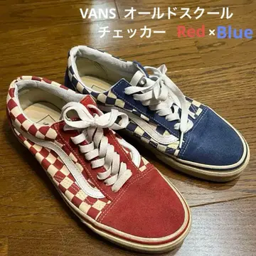 구제 의류와 잘 어울리는 Vans 올드스쿨 체커 패턴 레드/블루