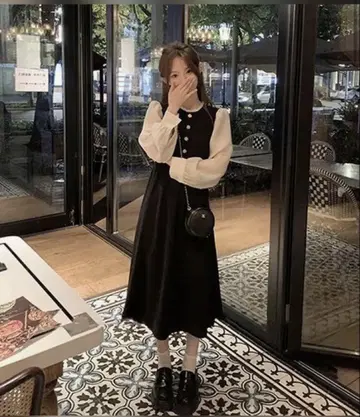 긴팔 롱 스커트 원피스
