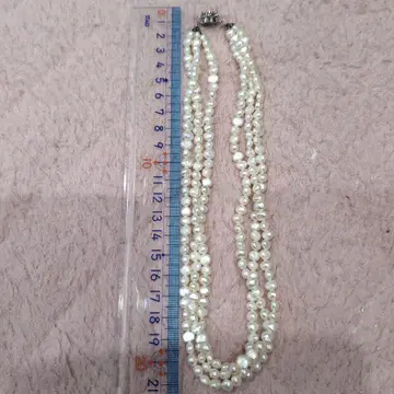 진주 다중 목걸이 꽃 클로징 포함 약 40cm