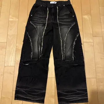 .kom 블랙 와이드 레그 데님 M