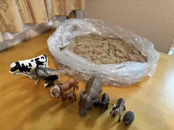 방에서 모래놀이 모래 6kg 피규어 9개 포함
