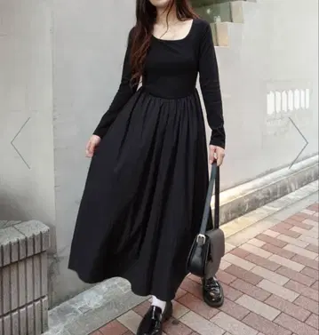 이소재 도킹 원피스 블랙 롱 티셔츠 원피스