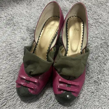 ANNA SUI 안나수이 펌프스 리본 핑크 카키