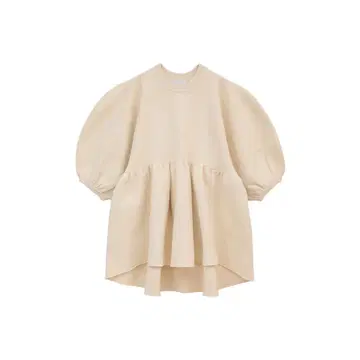 CLANE BALLOON SLEEVE GATHER KNIT TOPS