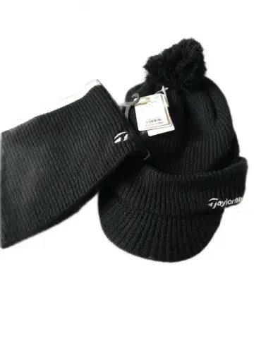 TaylorMade 블랙 니트 모자 넥워머 세트
