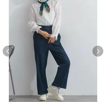 Lupilien 8OZ 데님 프린지 팬츠 데님 팬츠 네이비