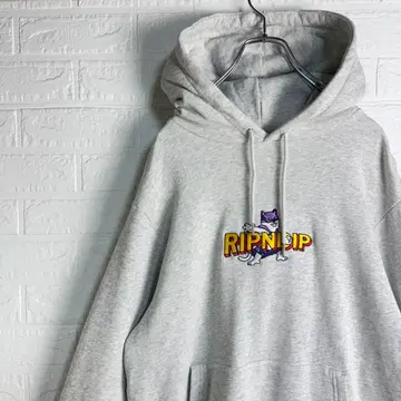 [ 컨디션 최상 ] RIPNDIP 고양이 자수 헤비웨이트 후드티 속기모