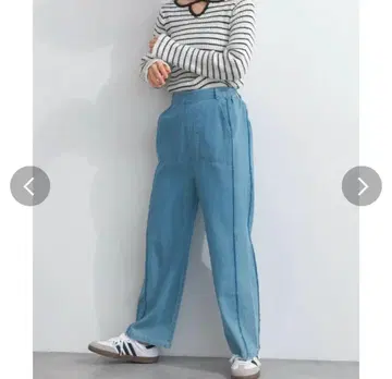 Lupilien 8OZ 데님 프린지 팬츠 데님 팬츠 블루