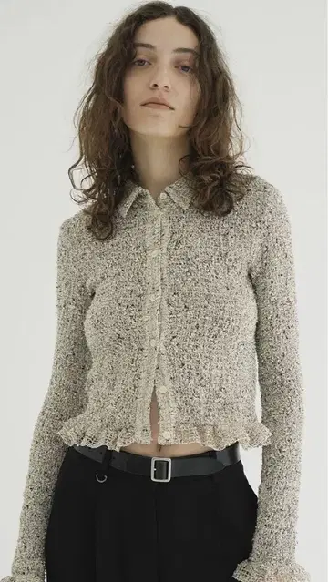 CLANE MIX MESH GATHER SHIRT 아이보리 사이즈 2