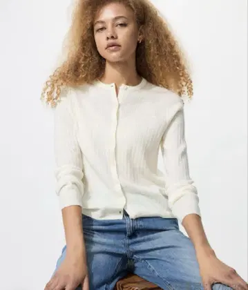 UNIQLO 메리노 리브 크루넥 숏 가디건