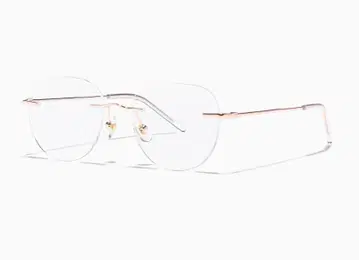 JINS 골드 스퀘어 안경 Rimless 무테 패션 안경