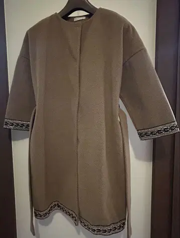 브라운 롱 코트 3/4 소매 이탈리아제