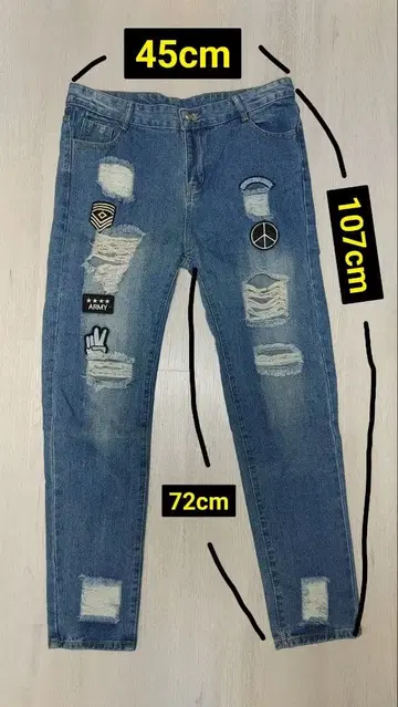 데미지 데님 청바지