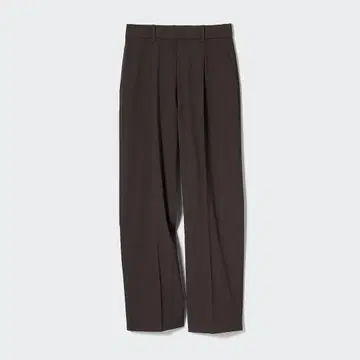 UNIQLO 턱 와이드 팬츠 다크 브라운 S 사이즈 와이드 슬랙스