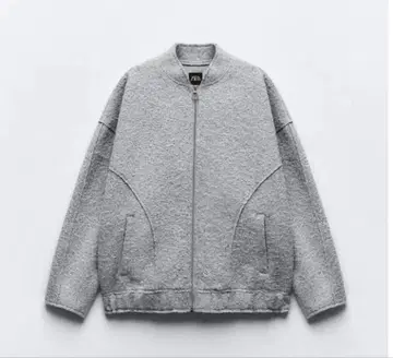 ZARA 부클레 오버 사이즈 봄버 자켓 그레이