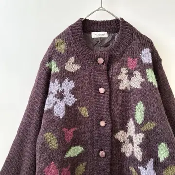 Vintage 꽃 모티브 가디건 라이트 아우터 레트로 구제 의류