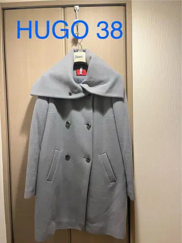 HUGO 그레이 라이트 블루 롱 코트 38