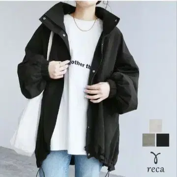 reca 스탠드 카라 몬스터 후드티 블랙