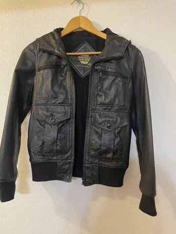 HYSTERIC GLAMOUR 후드 부착 가죽 자켓