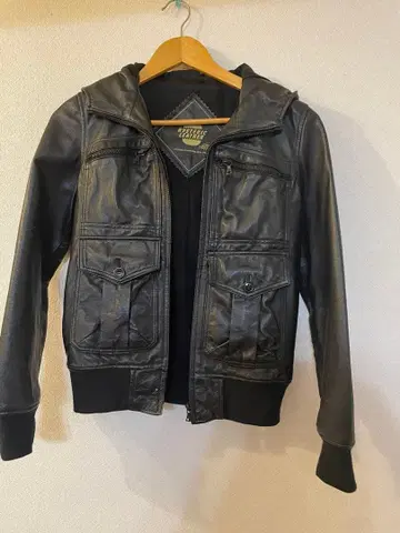 HYSTERIC GLAMOUR 후드 부착 가죽 자켓