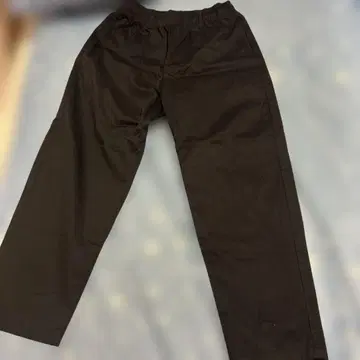 블랙 코튼 와이드 팬츠 허리밴딩