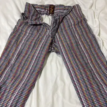 80s-90s 월드 엔드 체크 무늬 와이드 팬츠