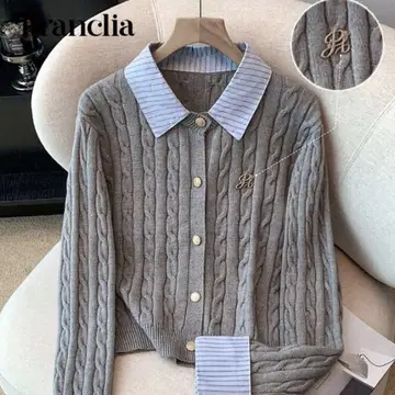 franclia 케이블 짜임 그레이 스웨터