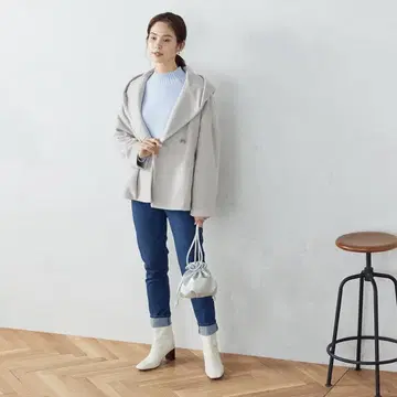 COMME CA ISM 후드 부착 자켓 그레이