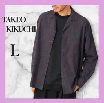 TAKEO KIKUCHI 플라워 자수 오픈 카라 셔츠