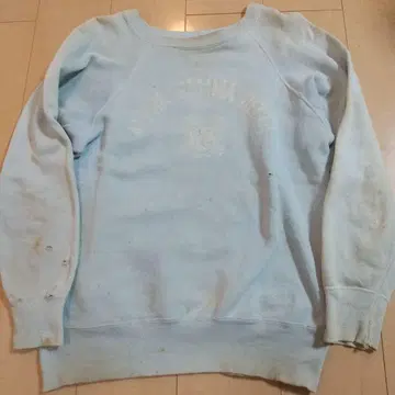 60S 빈티지 UNKNOWN 스카이블루 페이드 래글런 맨투맨