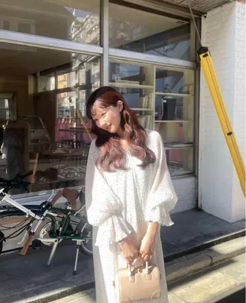 뮤게 플레어 시폰 도트 원피스