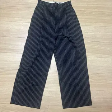 네이비 스트라이프 와이드 팬츠