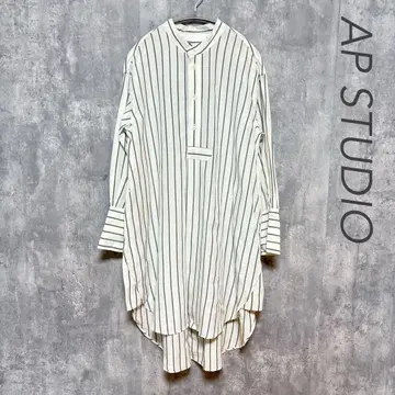 AP STUDIO 린넨 스트라이프 셔츠 원피스