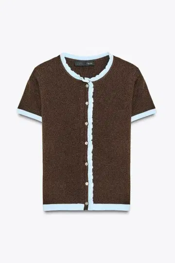 ZARA 대비 니트 숏 슬리브 자켓 M 사이즈