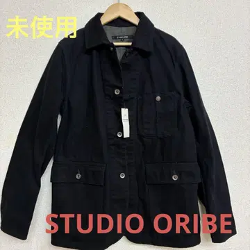 미사용 STUDIO ORIBE 워크 자켓 커버올 블랙 M 일본제