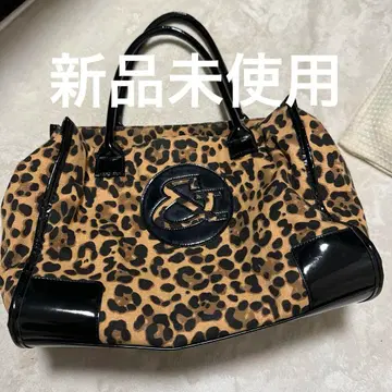 미사용 새상품 &by P&D 빅 로고 레오파드 무늬 토트백