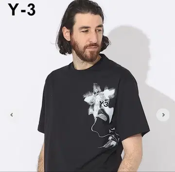 한정판 Y-3 그래픽 플라워 크루넥 T셔츠