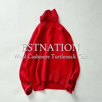 정가 22000엔 ESTNATION 울 캐시미어 터틀넥 니트 38
